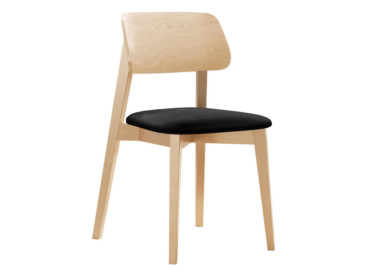 WOHNZIMMER STUHL KT63, Holzfarbe: Buche - Buchefarben/Schwarz, Holz/Textil (47/80/49cm) - MIRJAN24