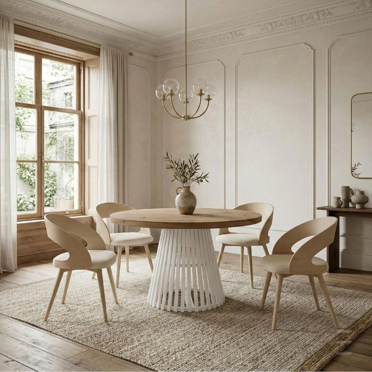 ESSTISCH runder ausziehbarer Tisch für Esszimmer DOVER 110 / 210 cm, Farbe: Eiche Wotan / Weiß - Eiche Wotan/Weiß, Holz (210/110/77cm) - Dekori_Interiors