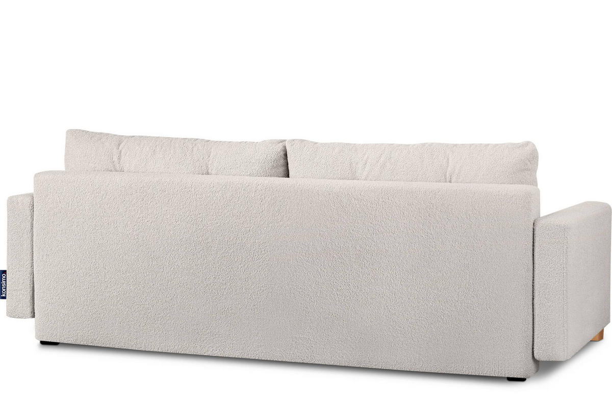 3-SITZER-SCHLAFSOFA ERISO mit weiche Sitzfläche und hohe Rückenlehne, Bouclé-Stoff, weiß - Braun/Weiß, Textil (220/80/100cm) - KONSIMO®