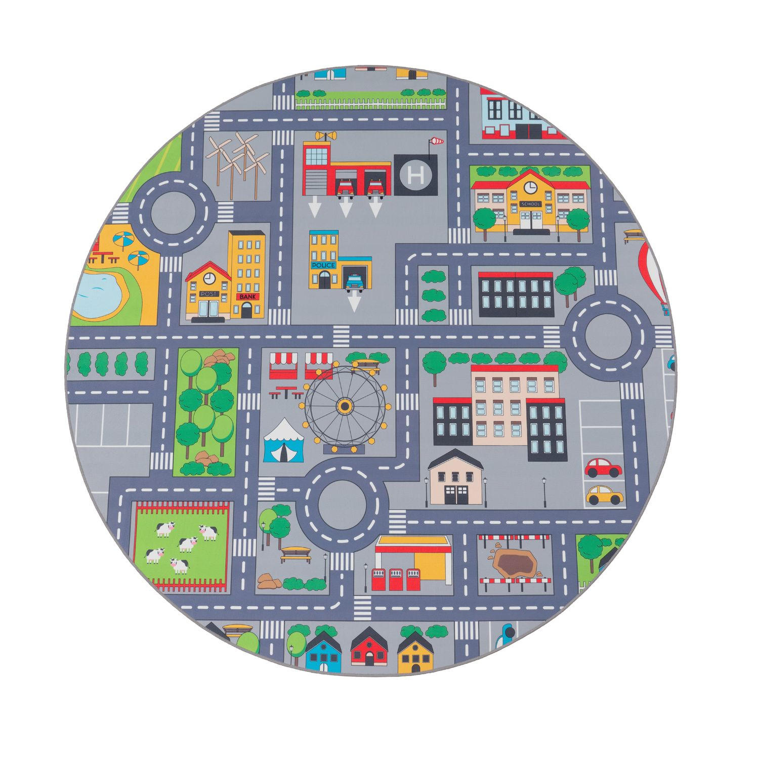KINDERTEPPICH Grau Ø 200 cm - Multicolor, Kunststoff (200/200cm) - TT Home