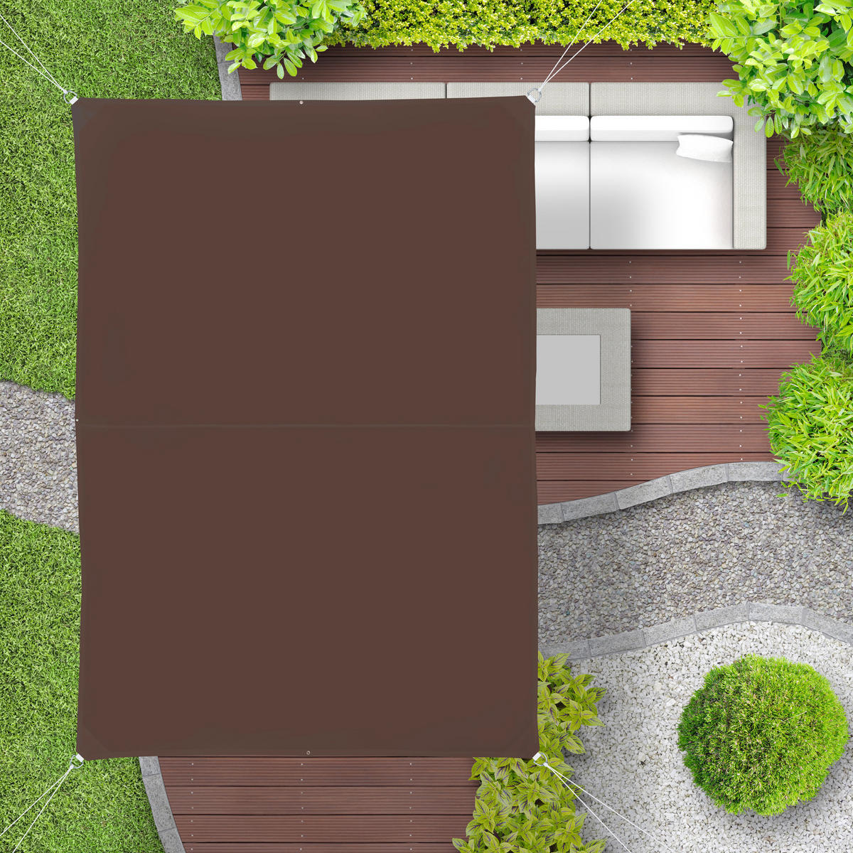 SONNENSEGEL - Braun, Textil/Metall (400/300cm) - Relaxdays