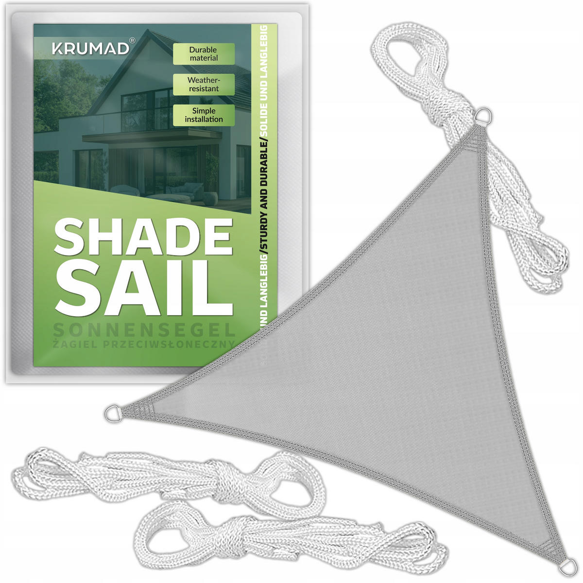 SONNENSEGEL Wasserdicht Dreieckig Grau 3x3m - Grau, Textil (300/300cm) - KRUMAD