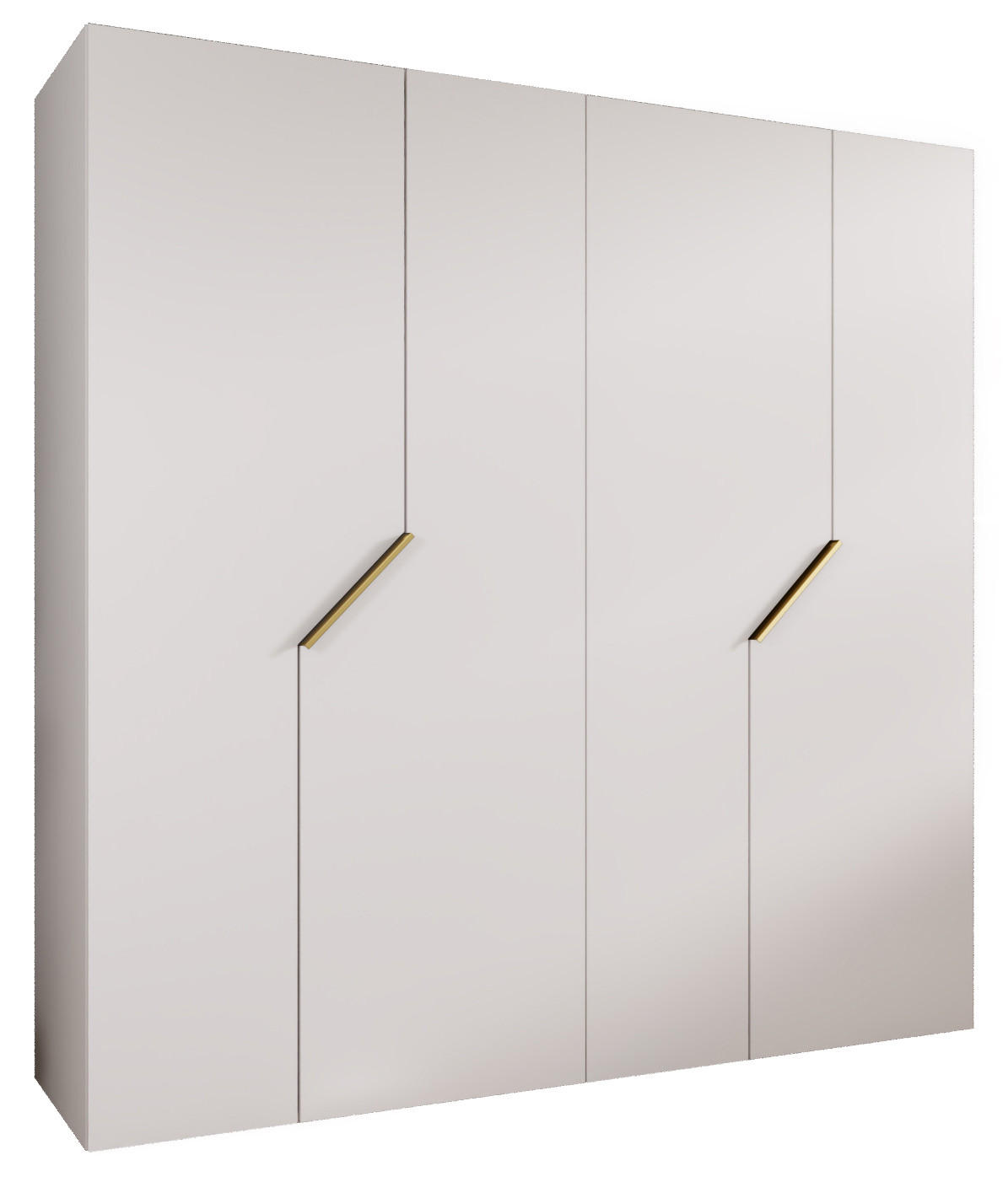 Abiks Möbel Drehtürenschrank Weiß, Gold 200x202x52 cm