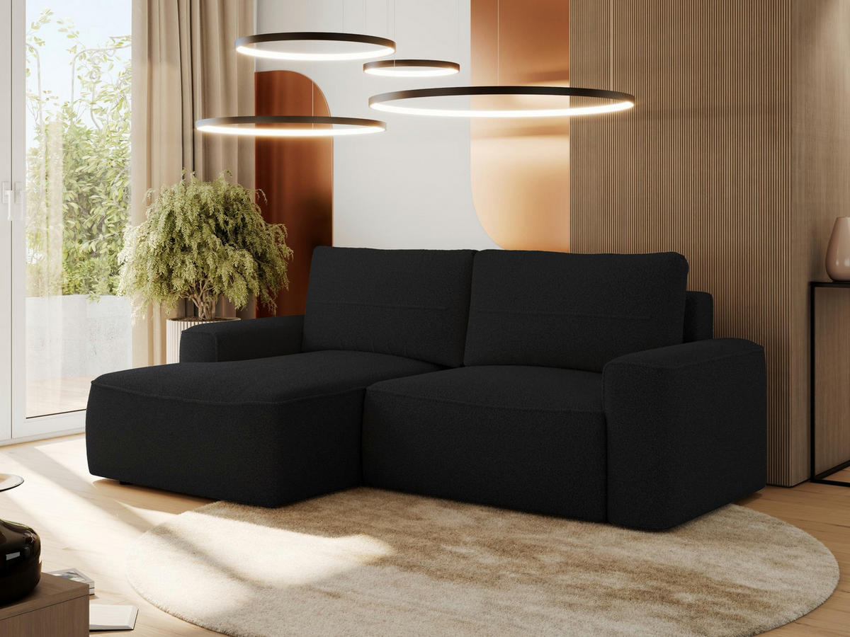 ECKSOFA BELLUNO L Schwarz Boucle - Links - Schwarz, Textil (144/233cm) - MKS
