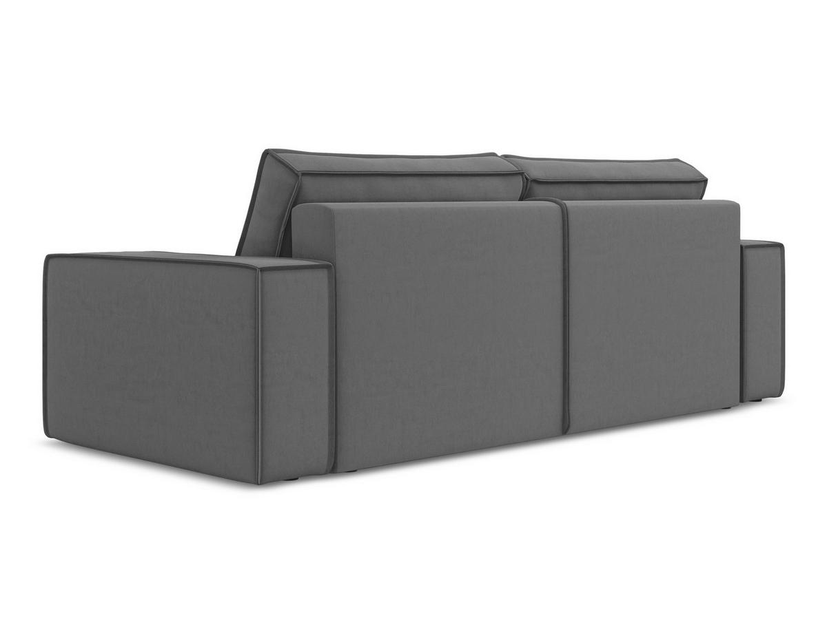 3-SITZER SOFA mit Schlaffunktion Samt Stoff Grau - Schwarz/Grau, Kunststoff/Textil (255/85/105cm) - Makamii