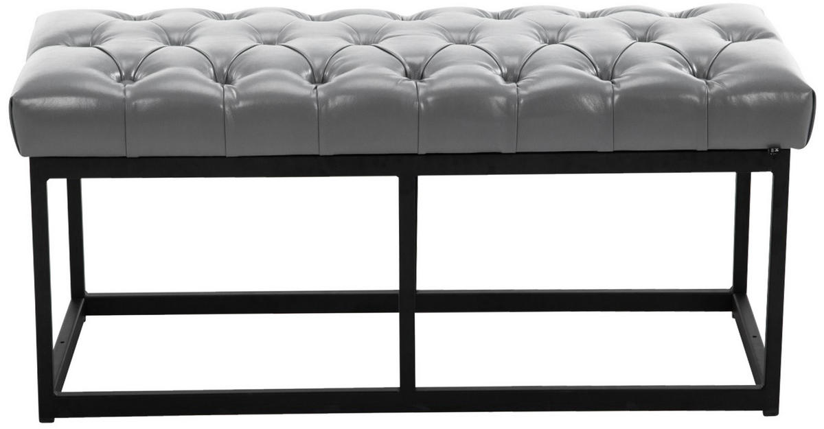 SITZBANK 100/38 cm Kunstleder grau - Schwarz/Grau, Textil/Metall (100/46/38cm) - CLP