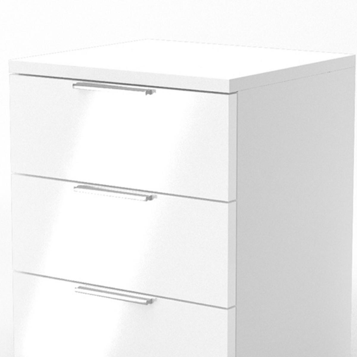 NACHTTISCH Florenz Weiß Hochglanz 46.2 x 60.5 cm 2er Set - Weiß Hochglanz/Weiß, Holzwerkstoff (46.2/60.5/42cm) - Vicco