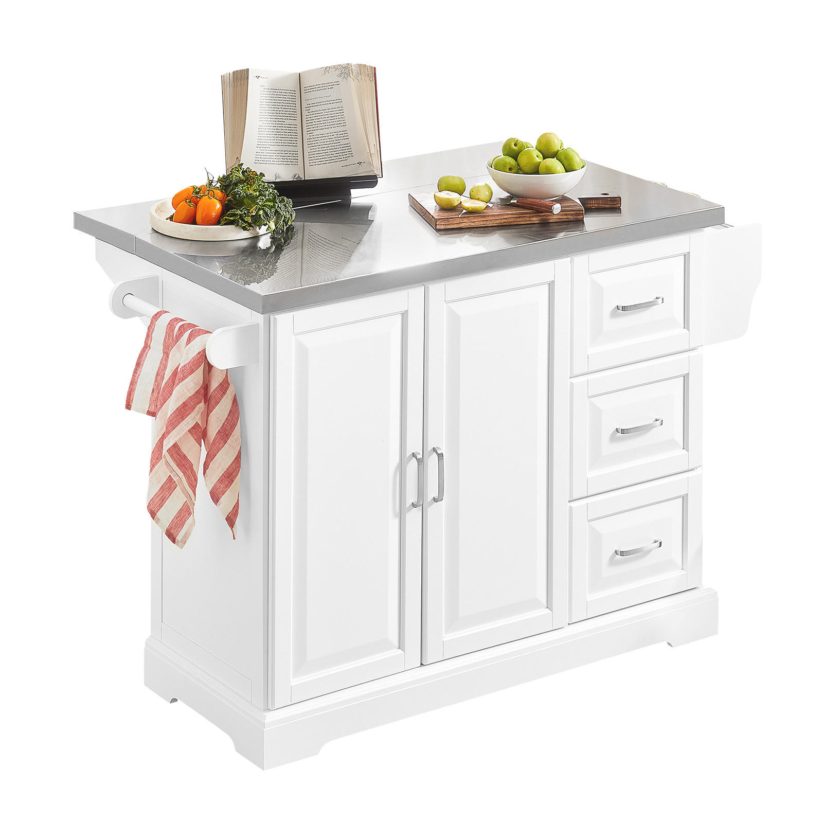 KÜCHENINSEL Weiß - Weiß/Grau, Holzwerkstoff (130/91/46cm) - SoBuy