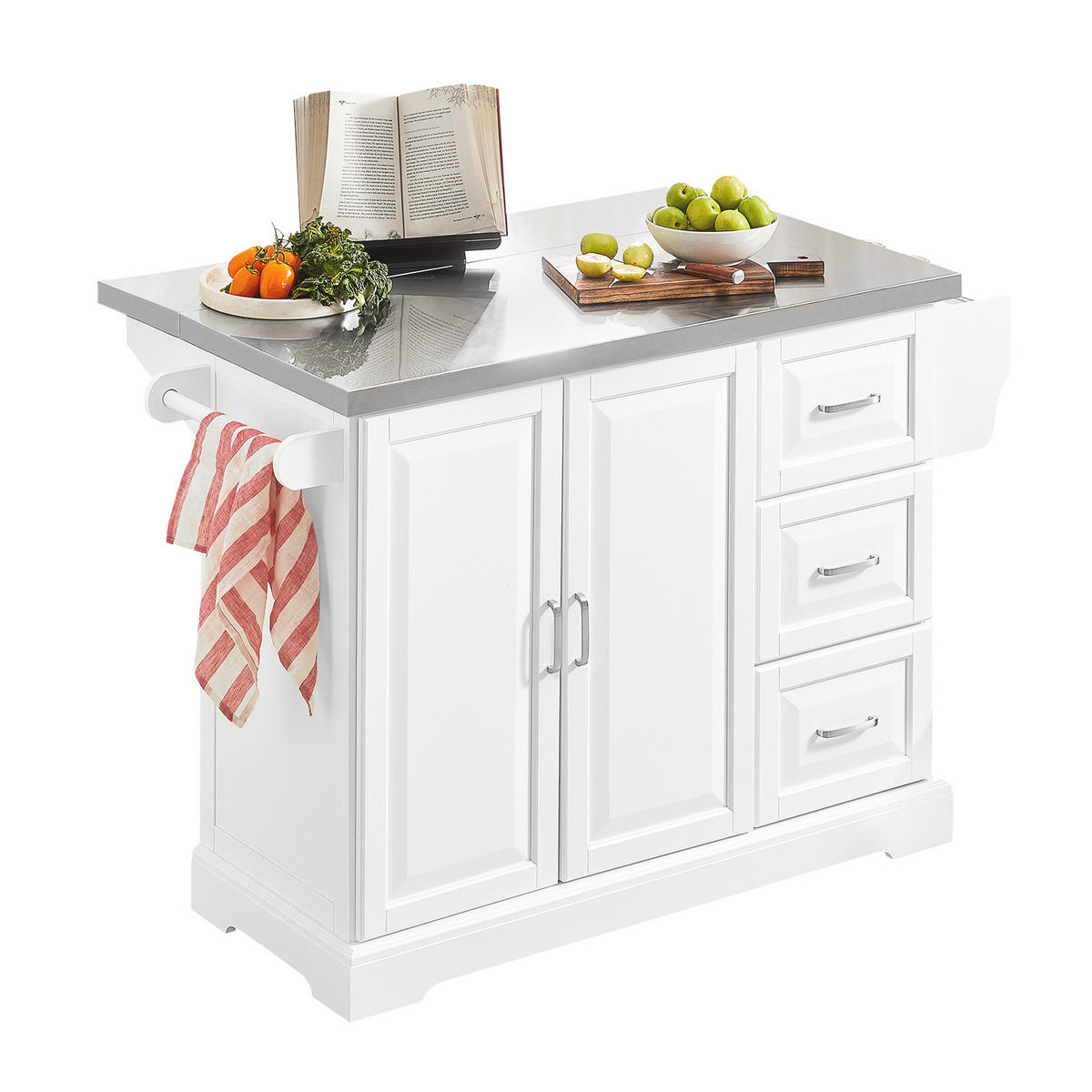 KÜCHENINSEL Weiß - Weiß/Grau, Holzwerkstoff (130/91/46cm) - SoBuy