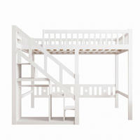 HOCHBETT Modern mit Stauraumtreppe & Kleiderstange 140/200 cm Kiefer-Massivholz Weiß - Weiß, Holz (140/200cm) - Creahappy