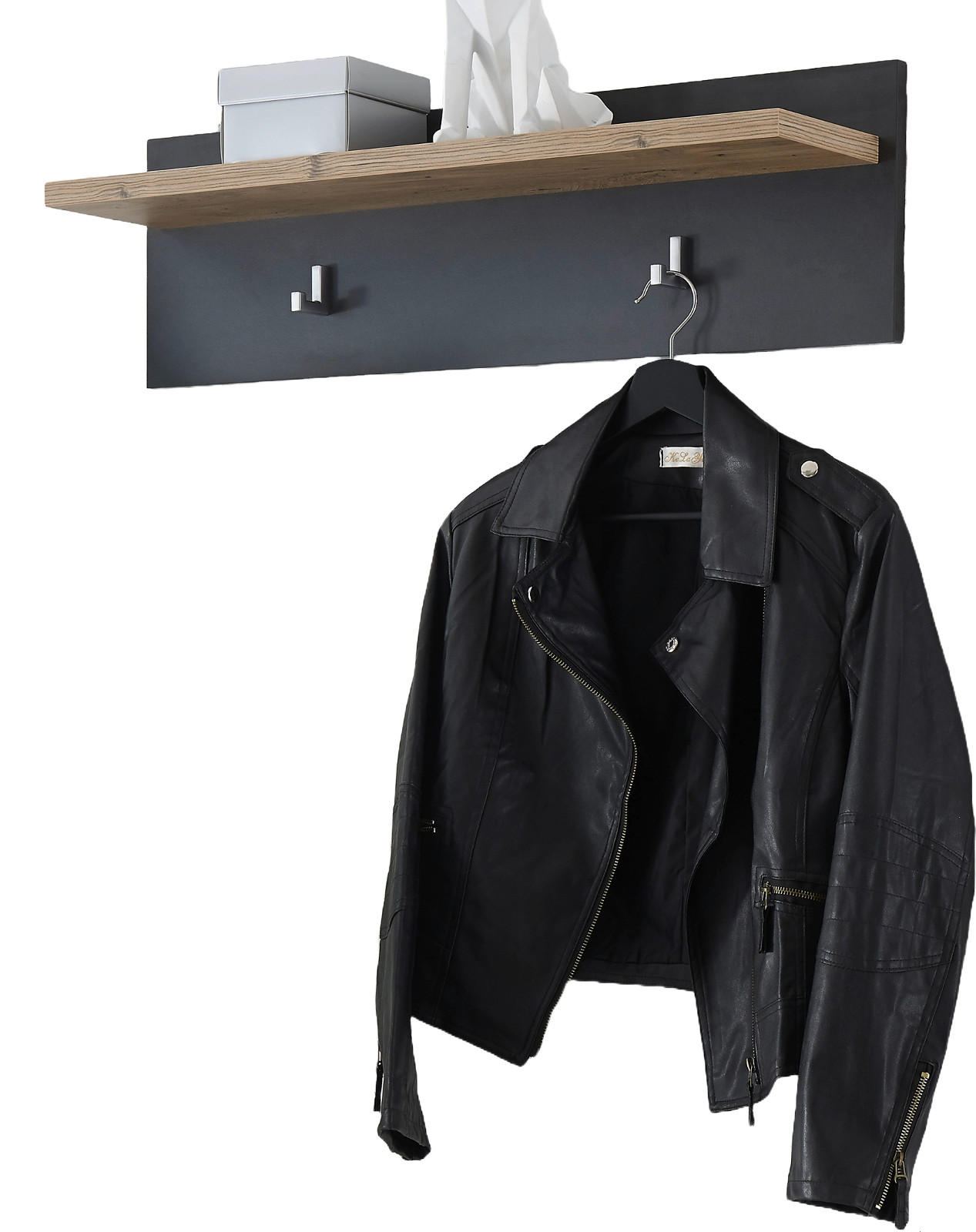 Furn.Design Garderobenpaneel Kastanien, Grau 80x23x18 cm