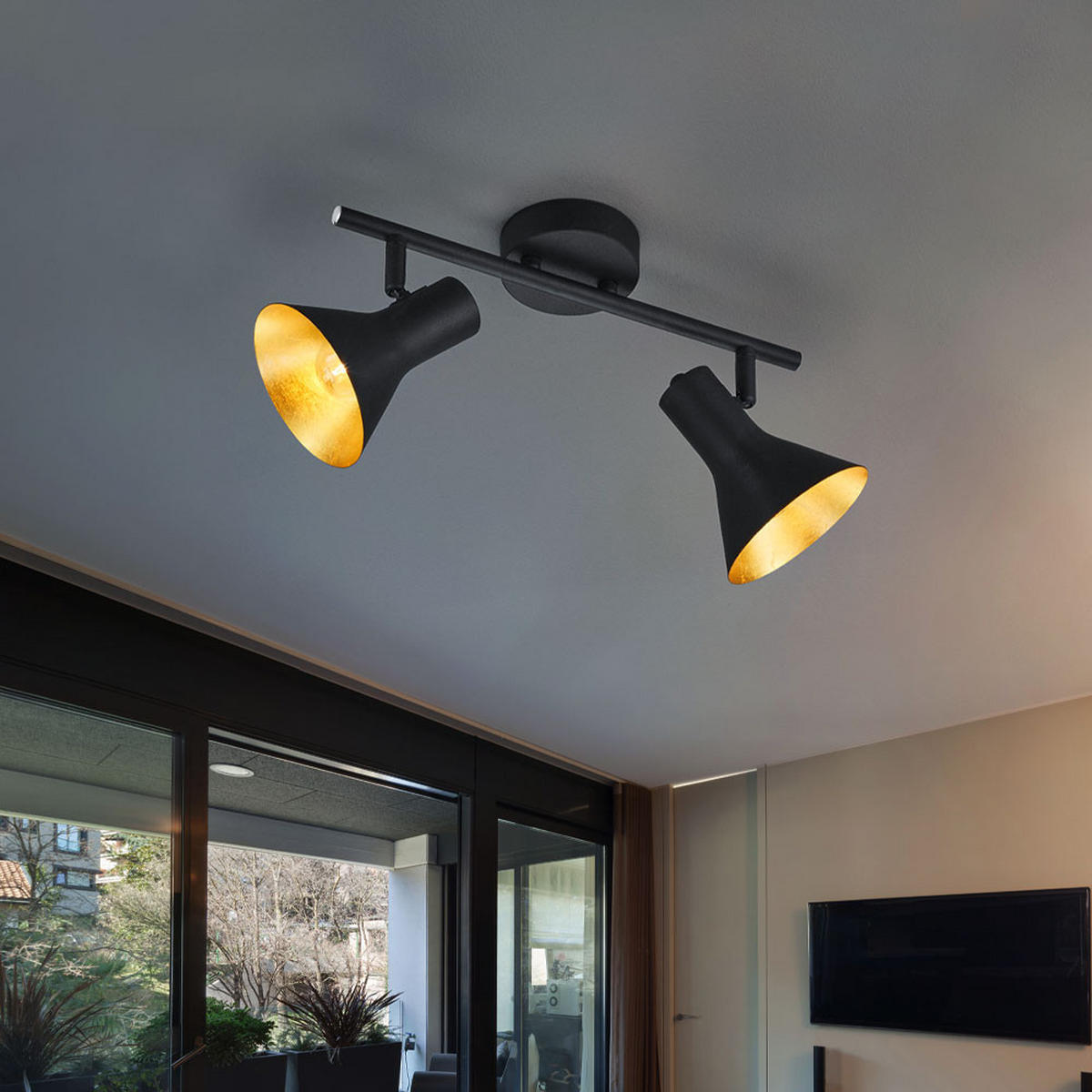 LED DECKENLEUCHTE Metall Schwarz Gold - Schwarz, Metall (11/33/21cm)