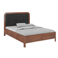 MASSIVHOLZBETT Modena, gepolstertes Kopfteil, Buche - lackiert, Nussbaumfarbe/Schwarz, 140x200 - Walnussfarben/Schwarz, Holz/Buchenholz (140/200cm) - Visby