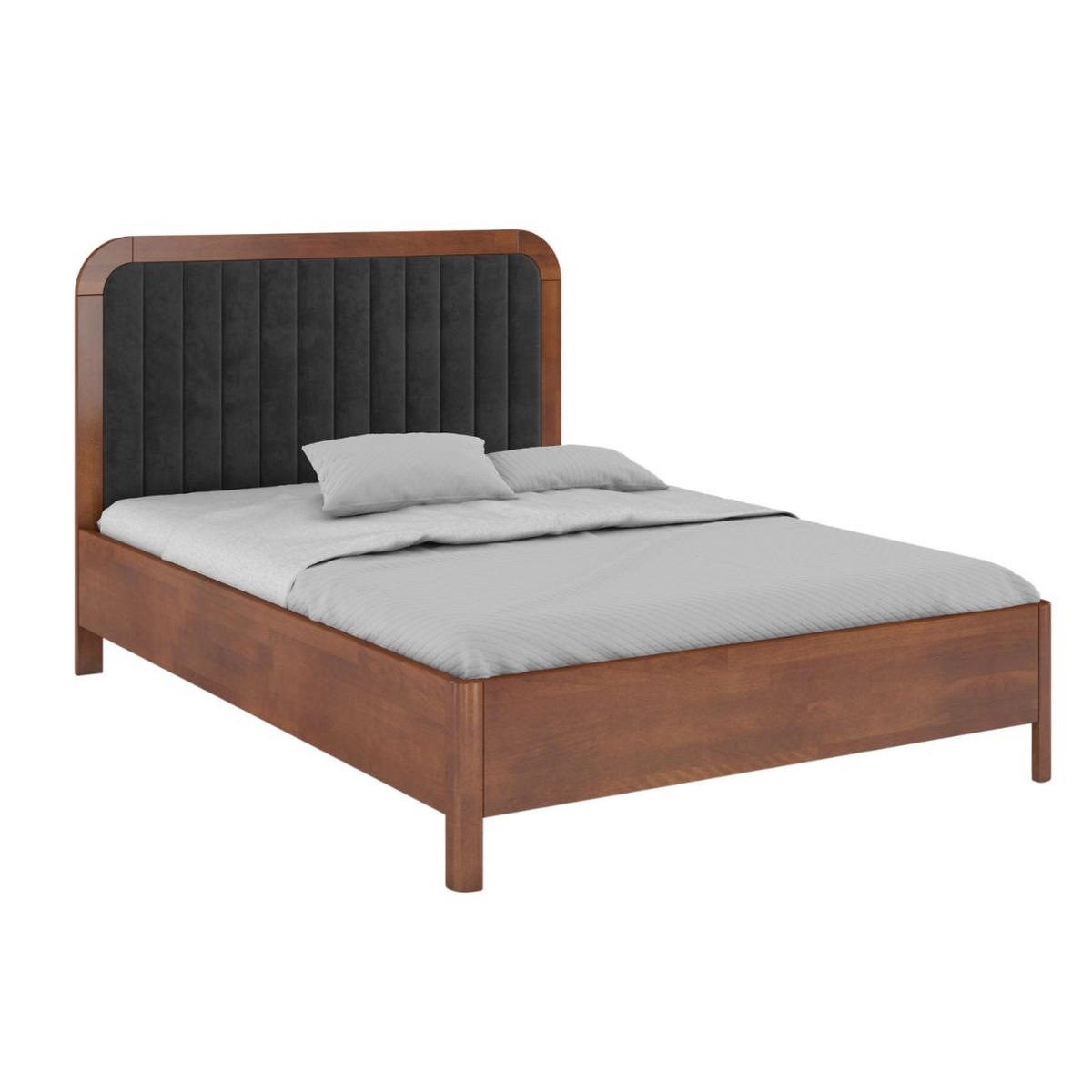 MASSIVHOLZBETT Modena mit Lattenrost und Bettkasten, Buche - lackiert, Nussbaumfarbe/Schwarz, 160x200 - Walnussfarben/Schwarz, Holz/Buchenholz (160/200cm) - Visby