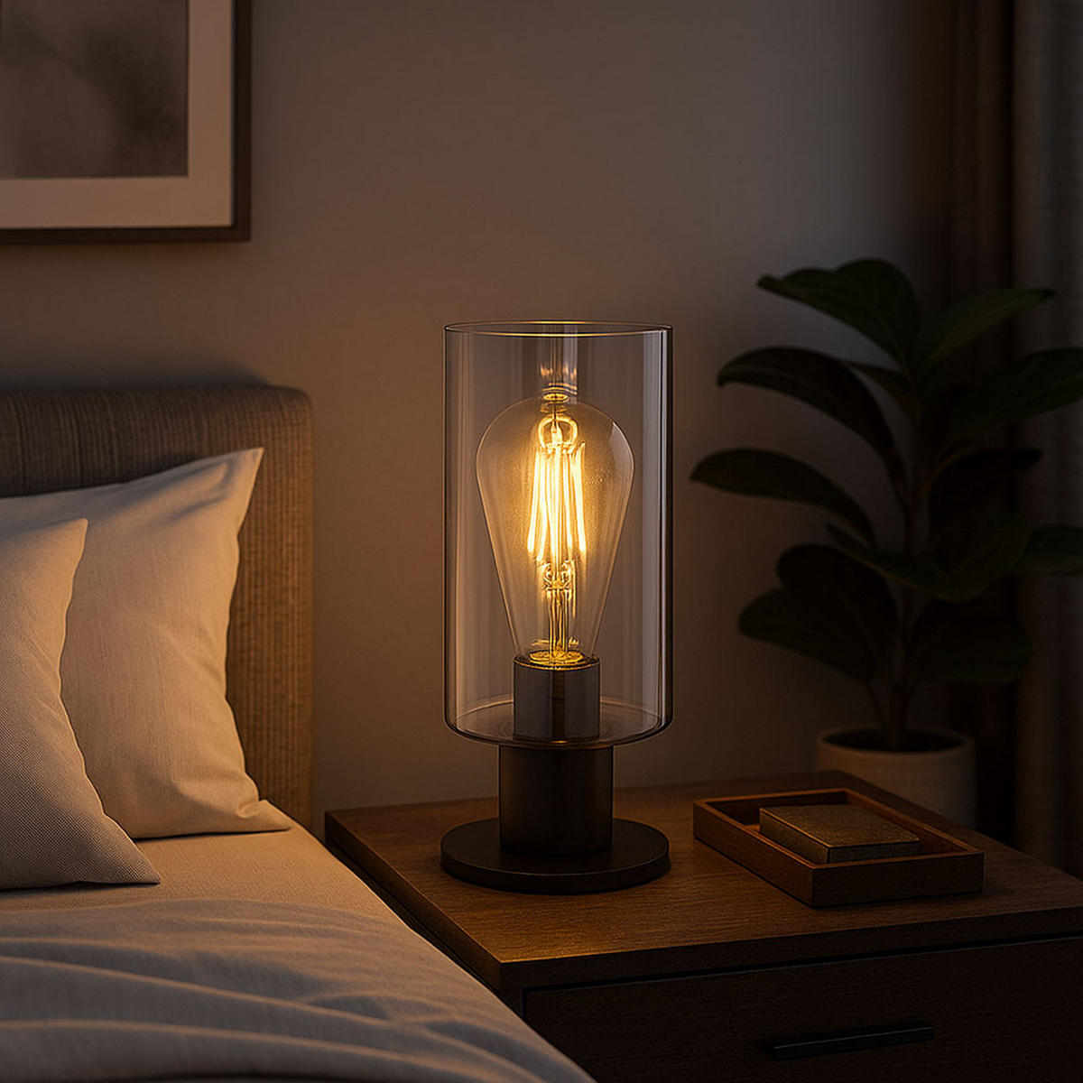 LED TISCHLEUCHTE HADERA Schwarz Glas - Schwarz, Glas (10/10/21.5cm) - Globo Lighting