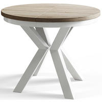 ESSZIMMERTISCH LOFT, ausziehbarer Tisch 120 cm/200 cm, Farbe: Beige, mit Metallbeinen in Farbe Weiß - Weiß/Sonoma Eiche, Holzwerkstoff (120/120/76cm) - Alpi-Möbel