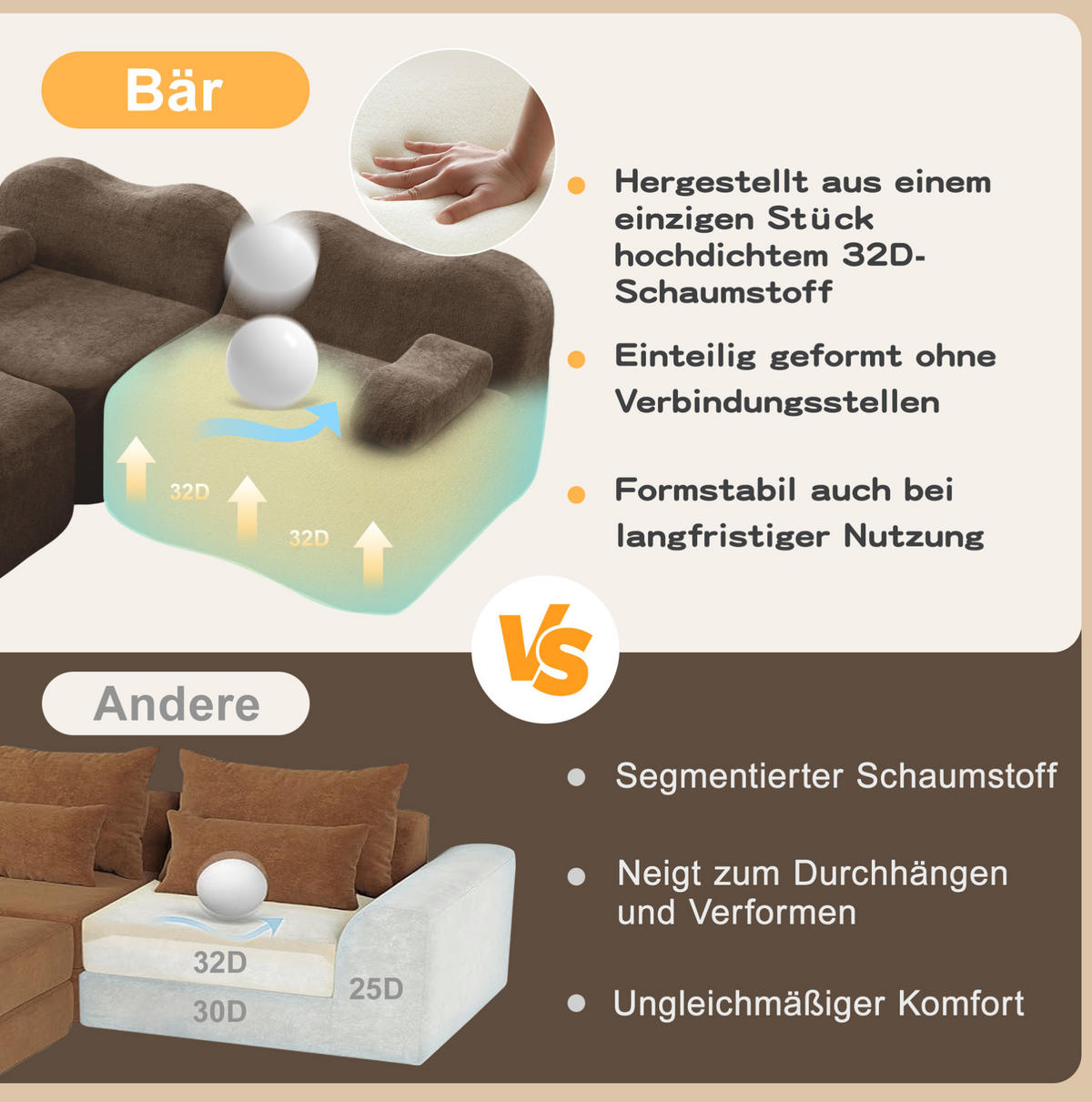 MODULSOFA Ecksofa Samt Braun 2-4-Sitzer - Braun, Textil (167/384cm) - Meubliv