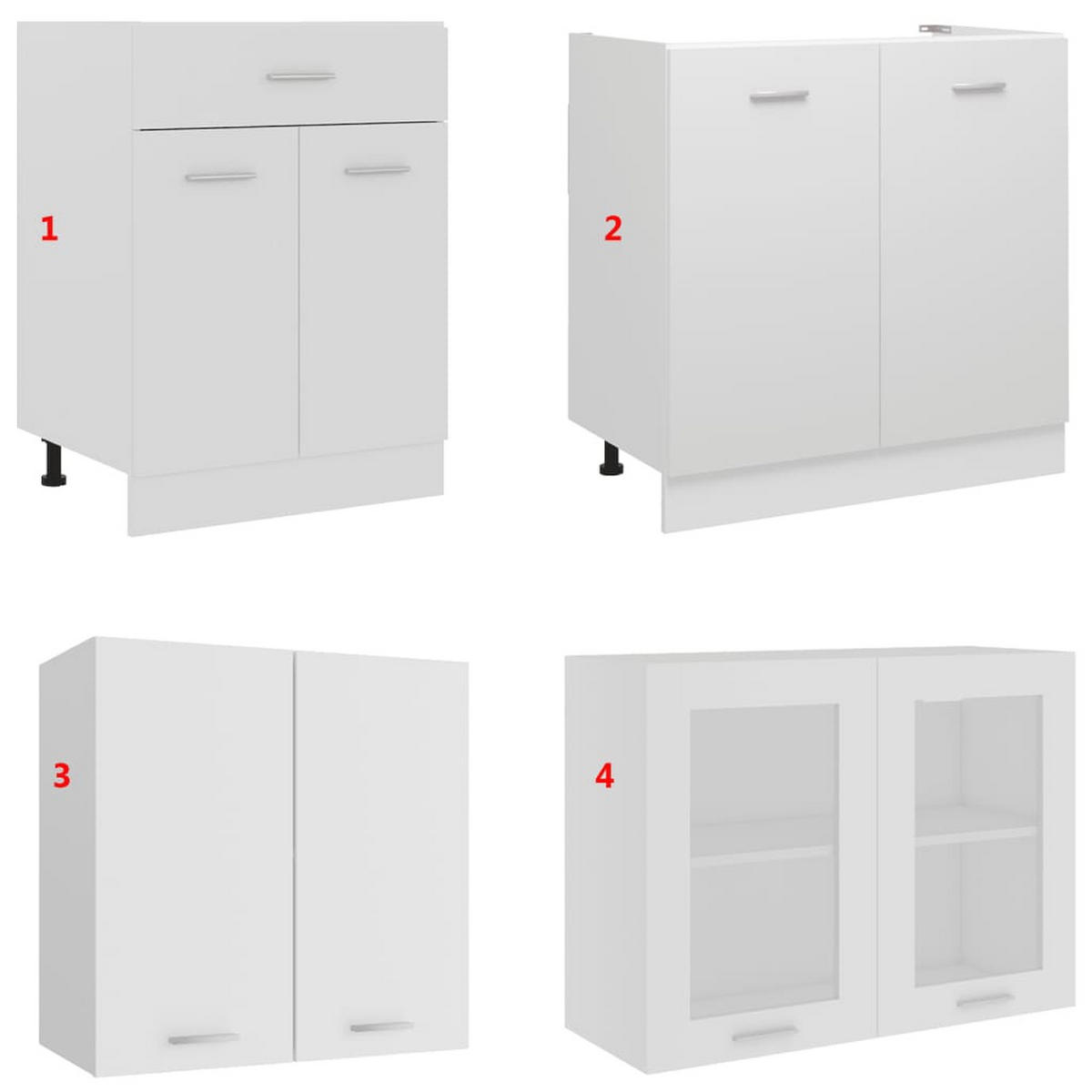KÜCHENZEILE 4Er Set Lyon Weiss Holzwerkstoff - Weiß, Holzwerkstoff (80/81.5/46cm) - vidaXL