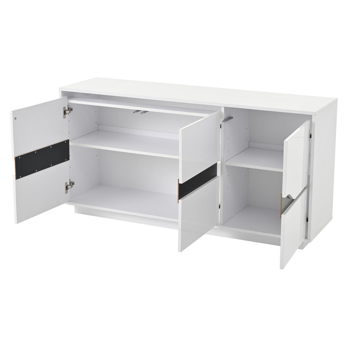 SIDEBOARD 140/40/70 cm Weiß/Schwarz aus Spanplatte mit LED - Weiß, Holzwerkstoff (40/70/140cm) - OKMYHOME