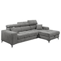 ECKSOFA mit Longchair - Kopfstütze verstellbar, Schlaffunktion, Bettkasten - Anthrazit/Schwarz, Kunststoff/Textil (268/172cm) - home24
