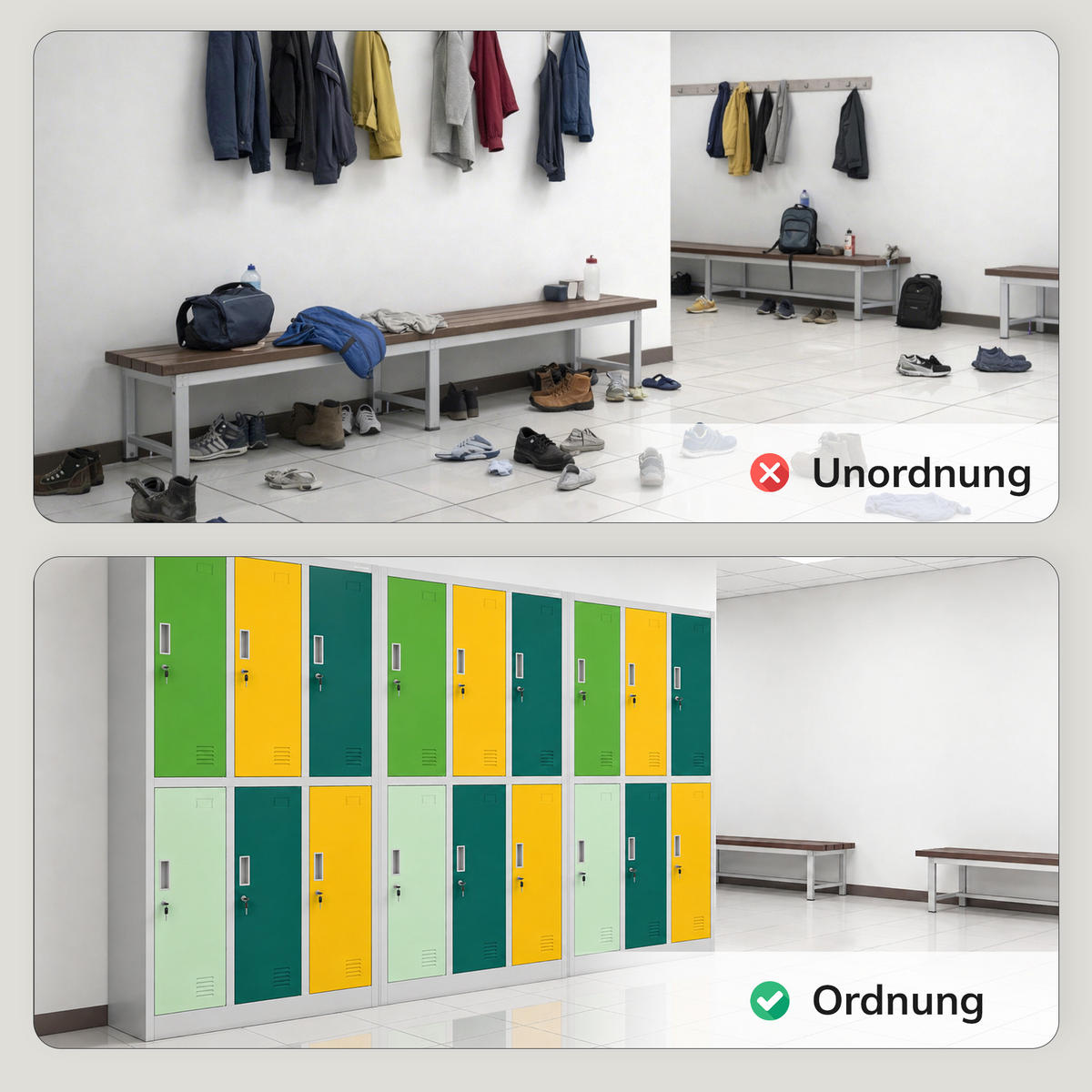 ARBEITSSCHUTZ-KLEIDERSCHRANK IGOR 185x90x45 cm - Gelb/Grau, Metall (90/185/45cm) - Jan Nowak