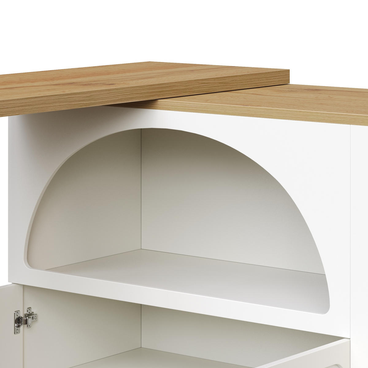 BAROVÝ stůl z MDF 135-205x39x100 cm bílý, rozkládací, pojízdný s LED, USB a úložným prostorem - bílá, kompozitní dřevo (205/100/39cm) - Modfu