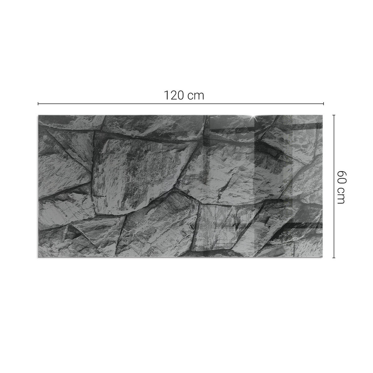 GLASPLATTE für Kamin 120x60 cm Grau - Grau, Glas (120/60/0.4cm) - ArtPrintCave