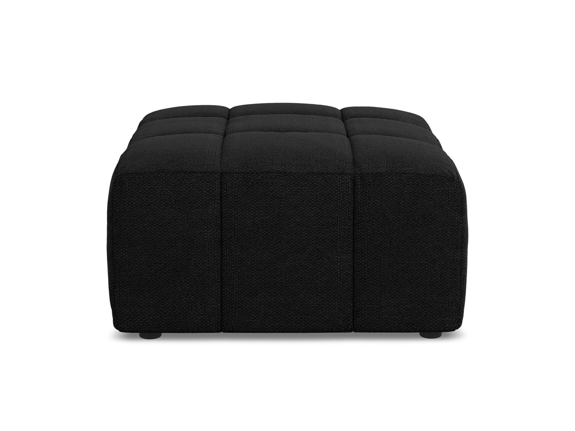 POUF Bouclé Stoff Schwarz - Schwarz, Holzwerkstoff/Kunststoff (75/41/90cm) - Makamii