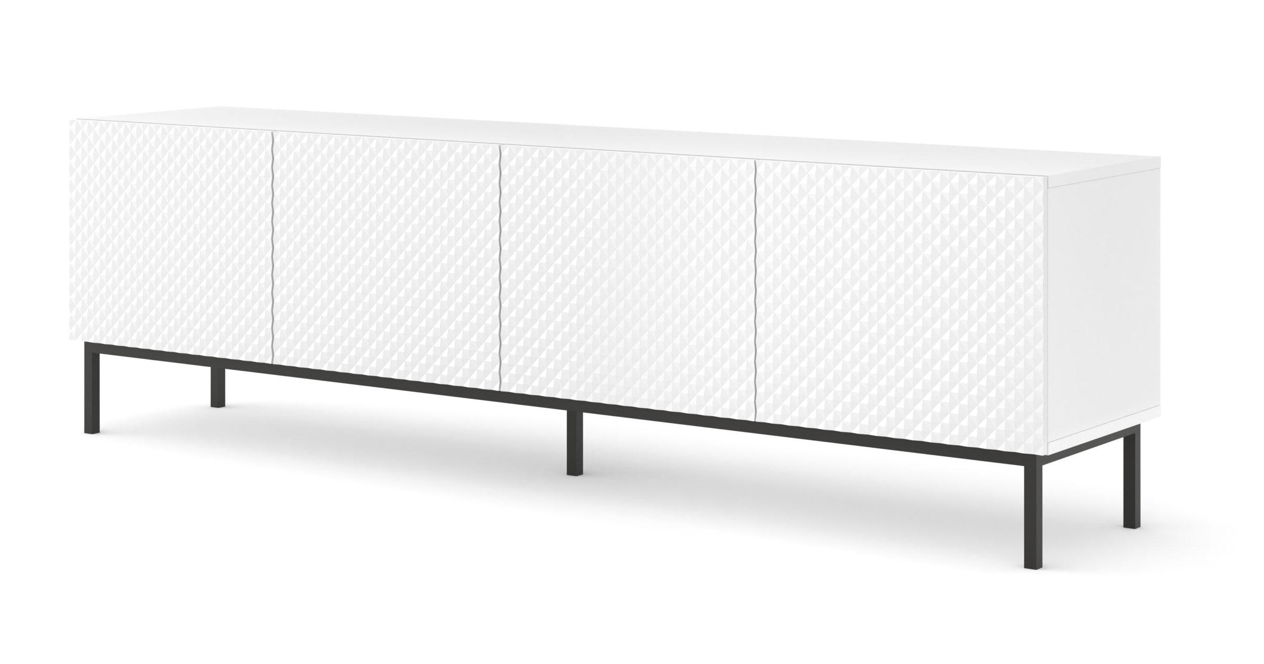 TV LOWBOARD Weiß, Weiß Hochglanz, Schwarz 200/58/42 - Weiß Hochglanz/Schwarz, Holzwerkstoff (200/58/42cm) - RAUMHIRSCH FURNITURE