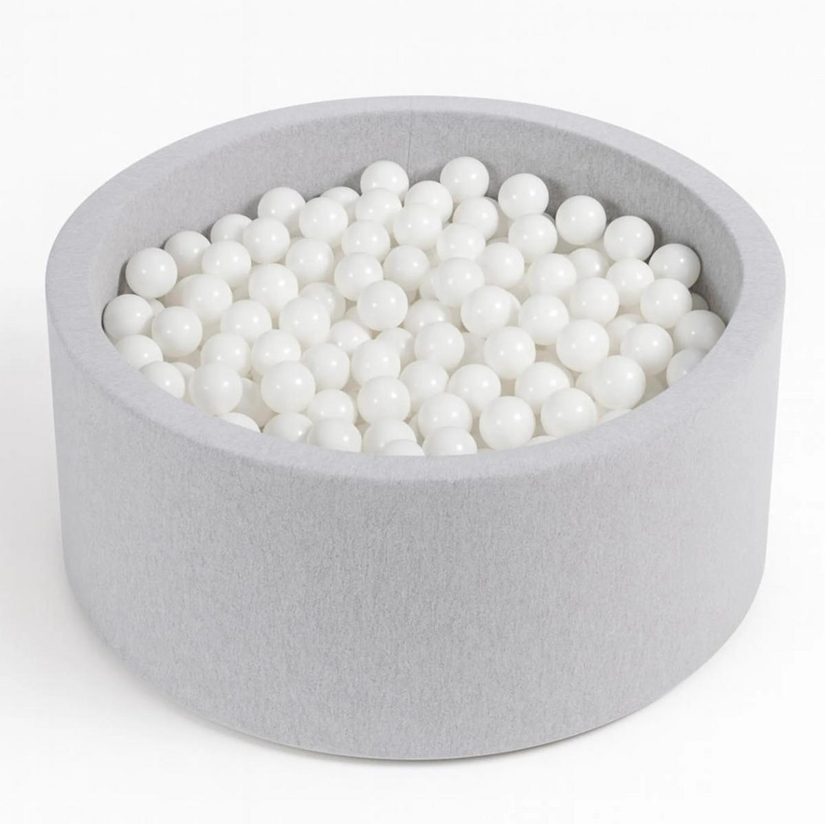 BÄLLEBAD Farbmix 90 cm Durchmesser inkl. 200 Bälle - Weiß/Grau, Textil (90/30/30cm) - AngeLove