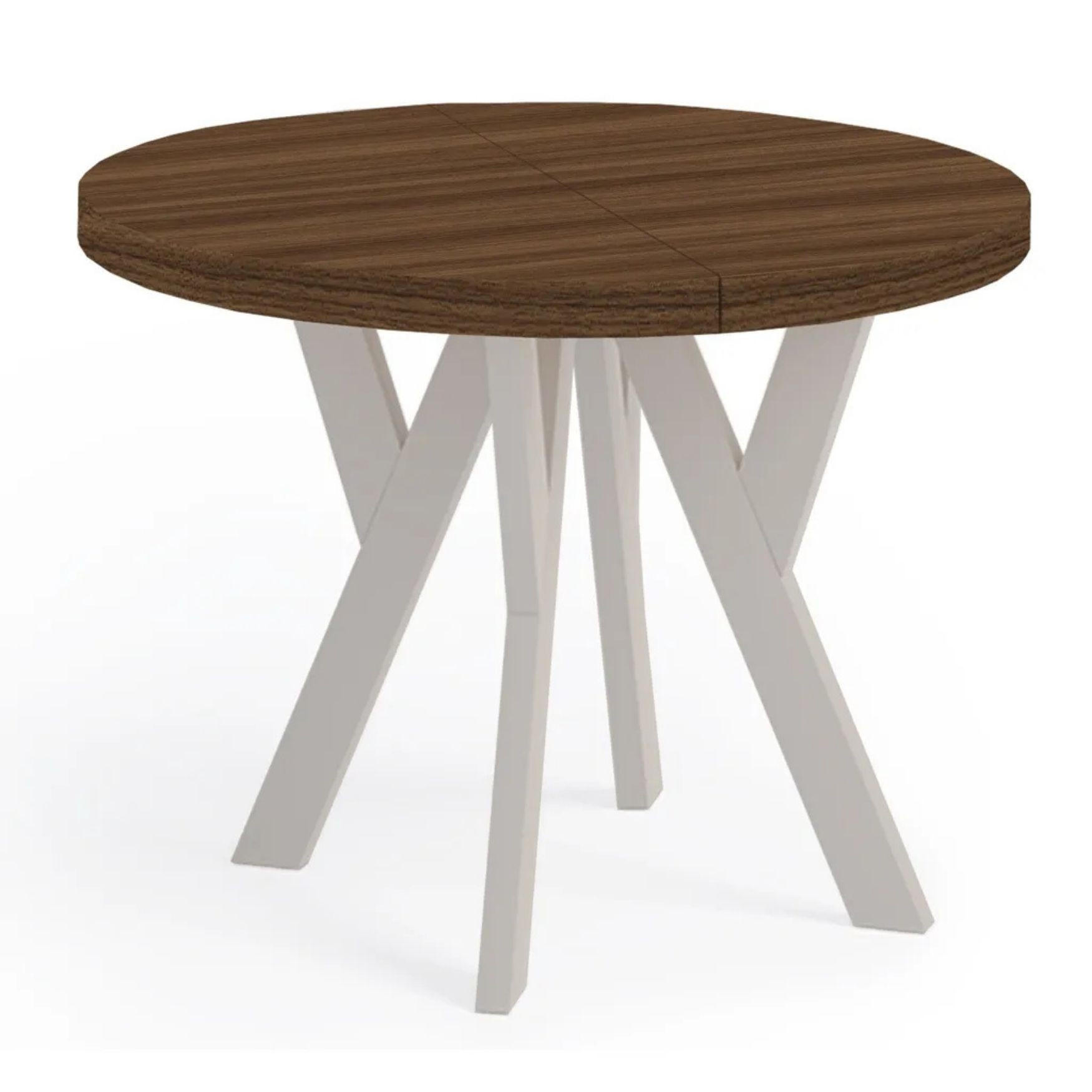 ESSTISCH Runder Ausziehbarer PERO 90/140, Franklin Nuss / Kaschmir - Kaschmir/Dunkelbraun, Holz (140/90/77cm) - Dekori_Interiors