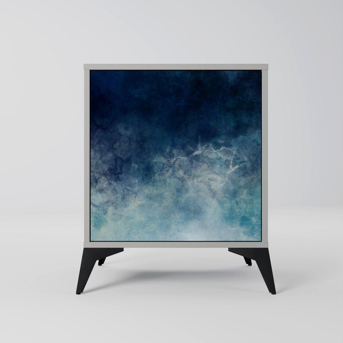 SIDEBOARD CELESTIAL FALL, Grau, 57,5x42x70,5 cm, Schwarze Metall-Sternfüße - Multicolor/Schwarz, Holzwerkstoff/Metall (57.5/70.5/42cm) - SpaceRebels