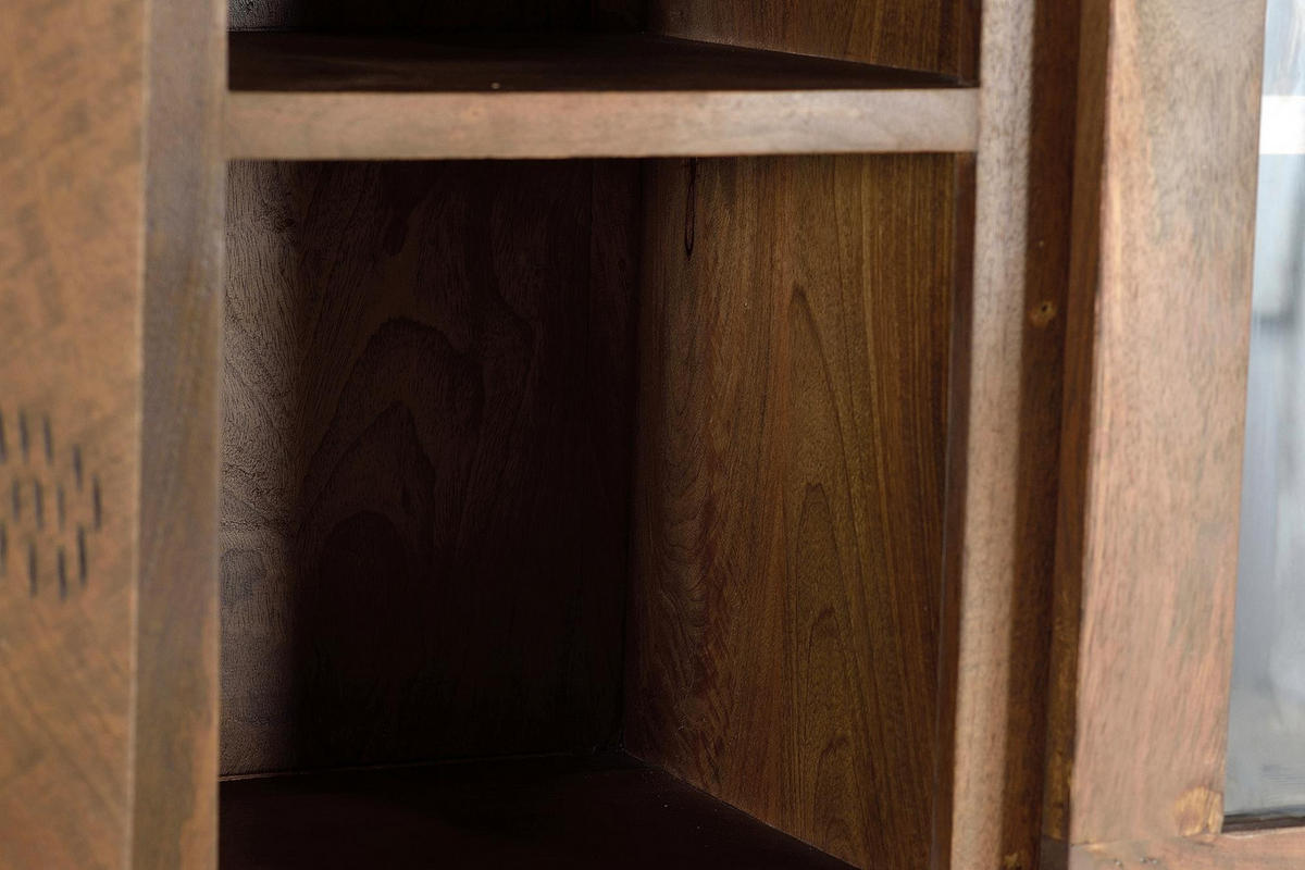 VITRINE mit Glastüren und Schubladen - Braun, Holz (47/200/120cm) - Giner y Colomer