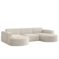 ECKSOFA Designer, Sofa U Form MODENA Stoff Loop Perle - Champagner, Holz/Textil (299/165cm) - Kaiser Möbel
