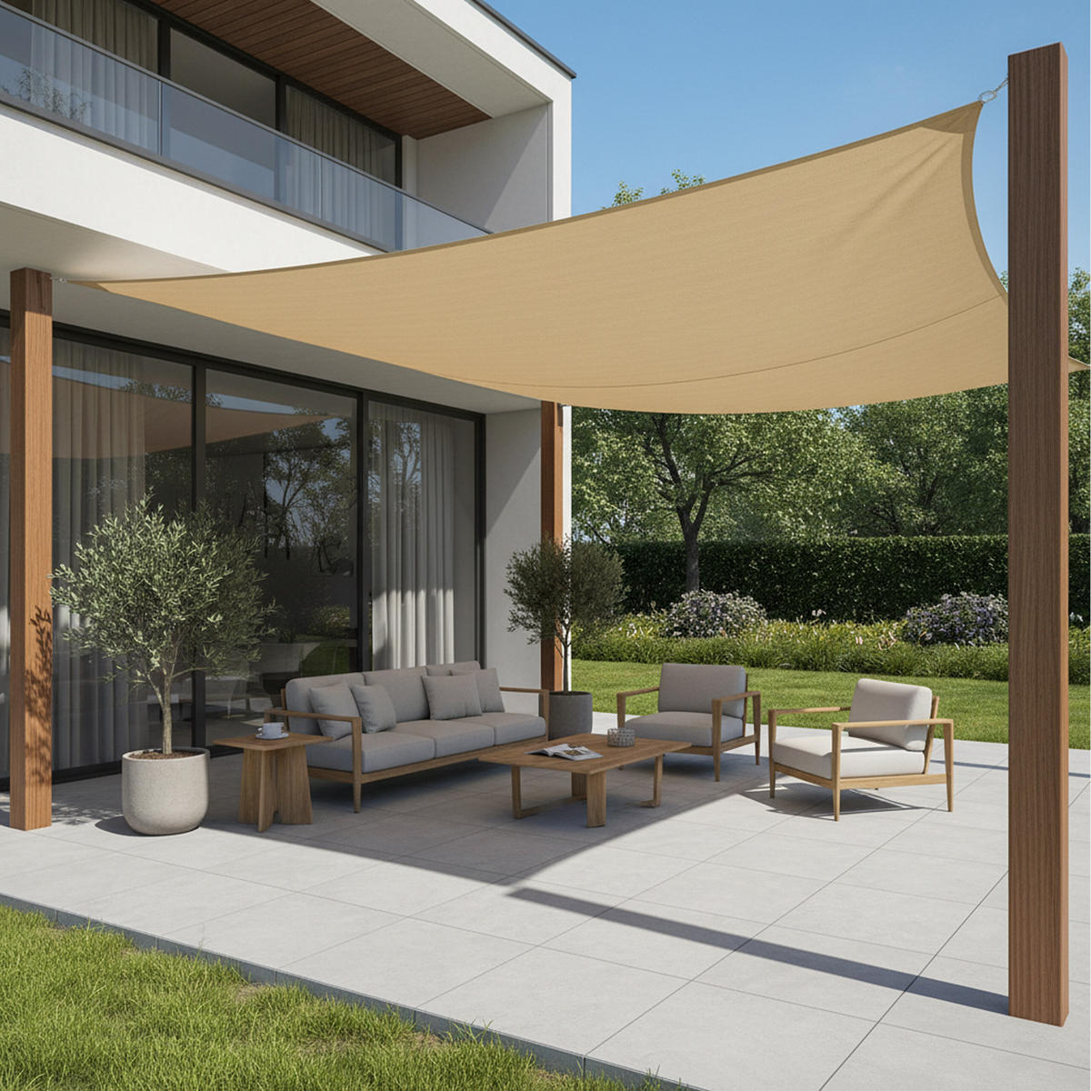 SENČILO - bež, kovina/tekstil (200/200cm) - Relaxdays