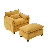LOUNGESESSEL mit Hocker und Stauraum in Samt, 103 / 85 / 91 cm - Gelb, Textil (85/91/103cm) - PARAFTA HOME