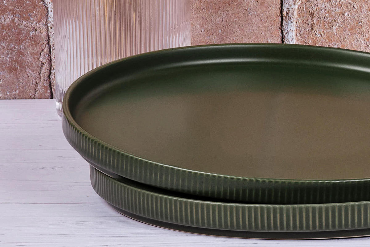 TELLER Scandi Ø27,5cm - 4er-Set - Olive - Grün, Keramik (27.5cm) - Björn