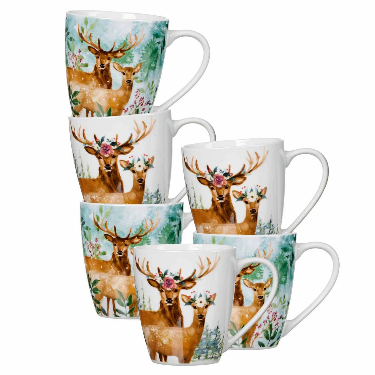 HENKELBECHER Winter Forrest bunt 360 ml 6er Set - Multicolor, Keramik (0.36L) - Ritzenhoff Breker