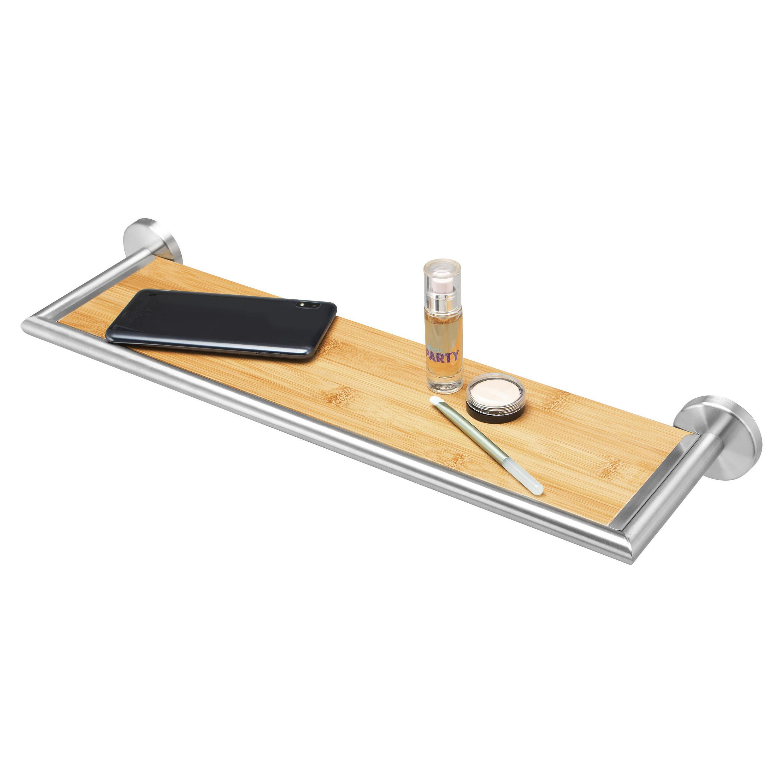WANDABLAGE PIAZZA, Edelstahl und Bambus - Braun, Holz (53.5/6/14cm) - bremermann