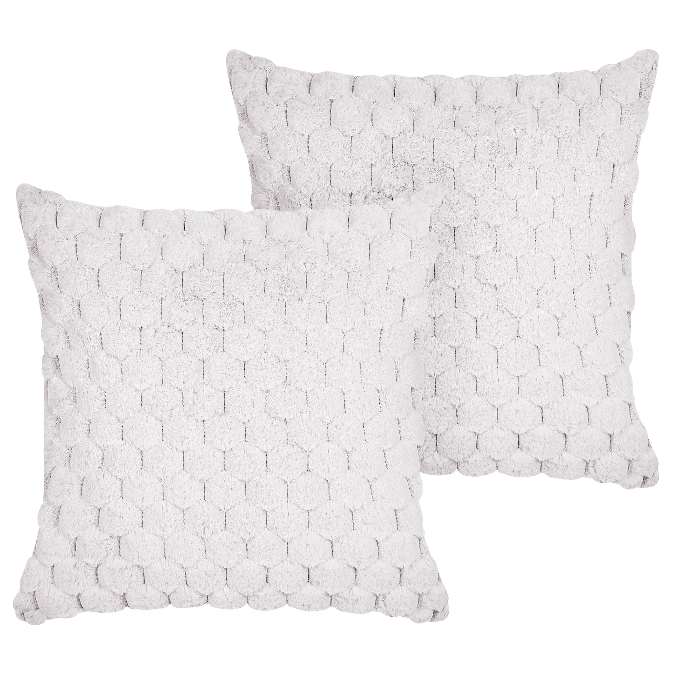 DEKOKISSEN 2er-Set Cremeweiß 43/43 cm Purslane - Ecru, Textil (43/43cm) - Beliani