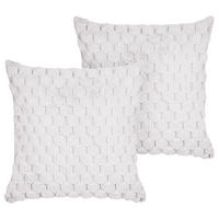 DEKOKISSEN 2er-Set Cremeweiß 43/43 cm Purslane - Ecru, Textil (43/43cm) - Beliani