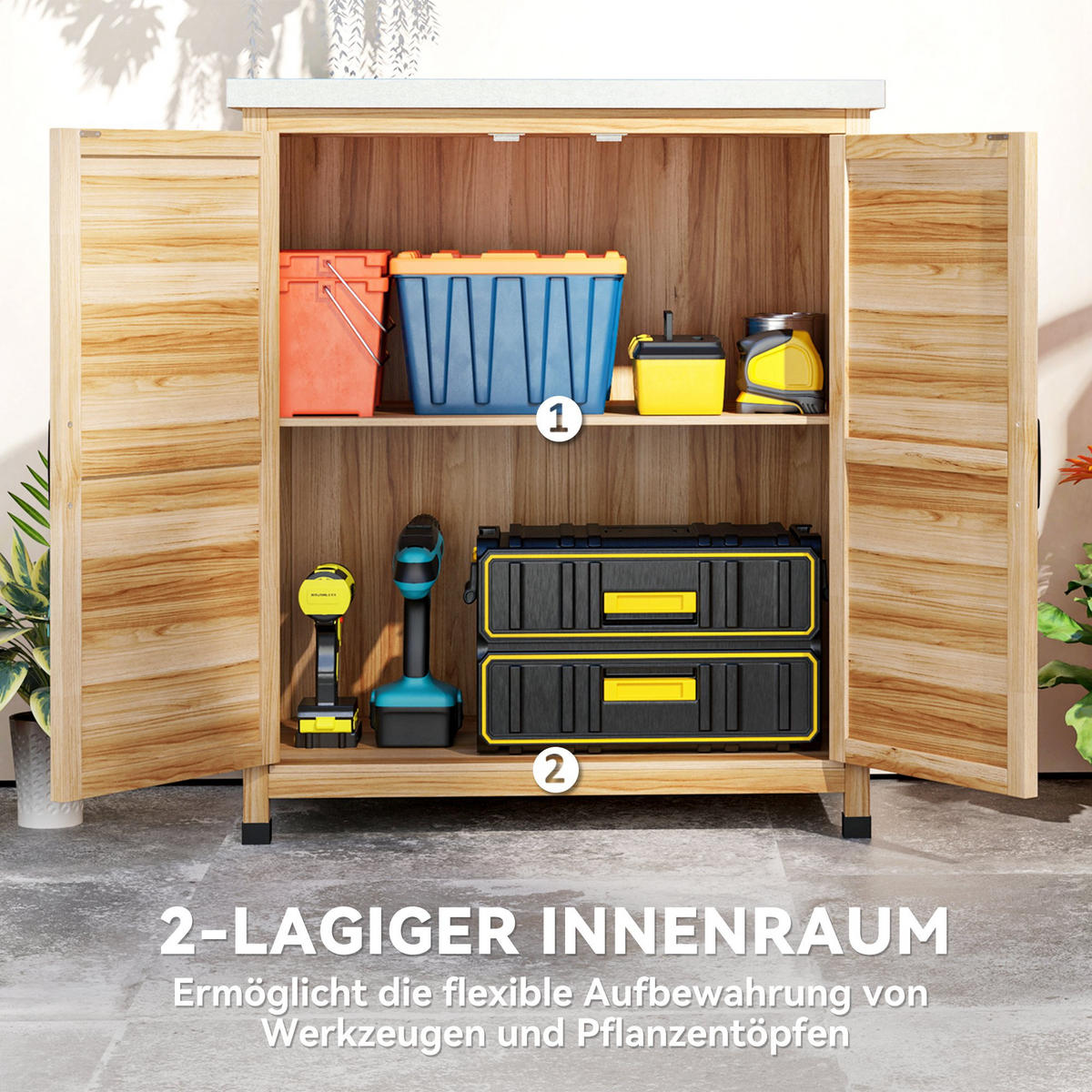 GARTENSCHRANK DE-09246 Natur - Naturfarben, Holz (43/92/79cm) - ComfortXL