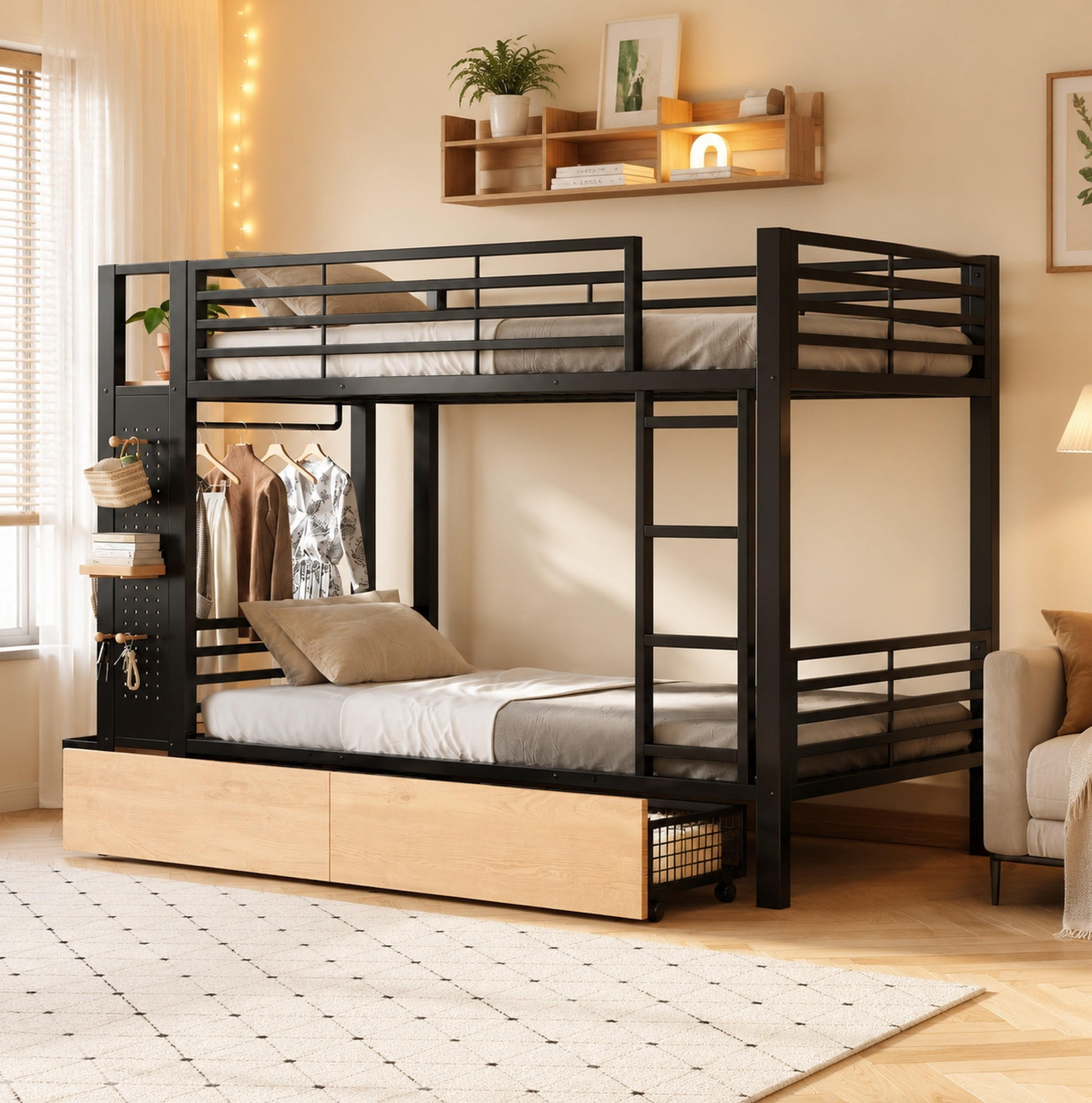 Modfu Etagenbett Schwarz 90x200 cm