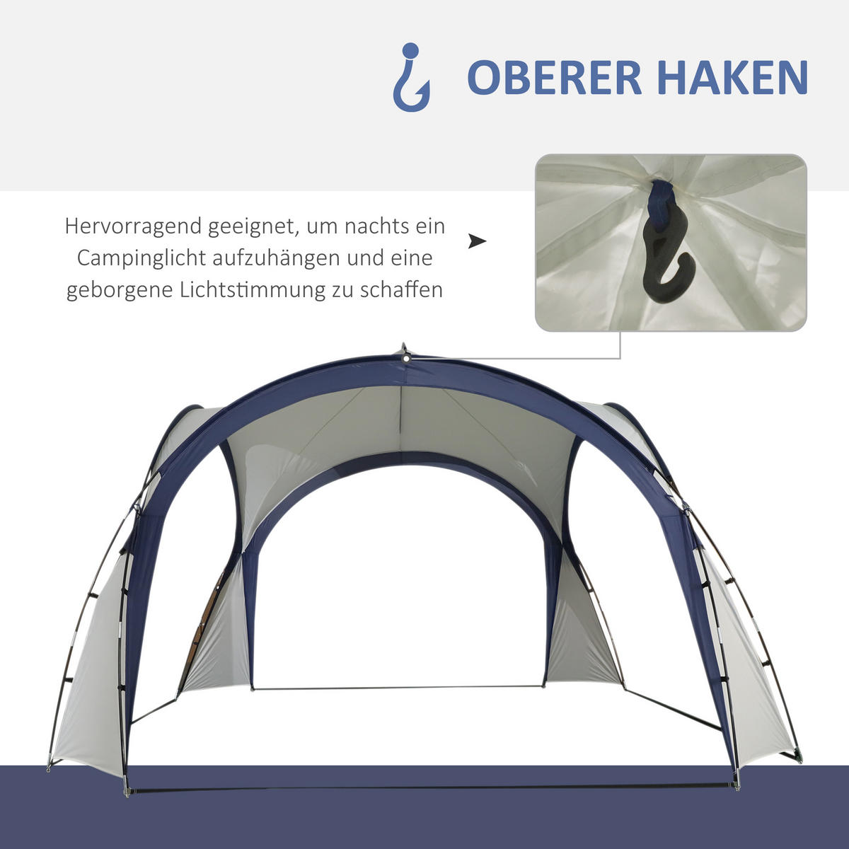 GARTENZELT Cremeweiß, Polyester, Glasfaser - Creme, Kunststoff (350/350cm) - Outsunny