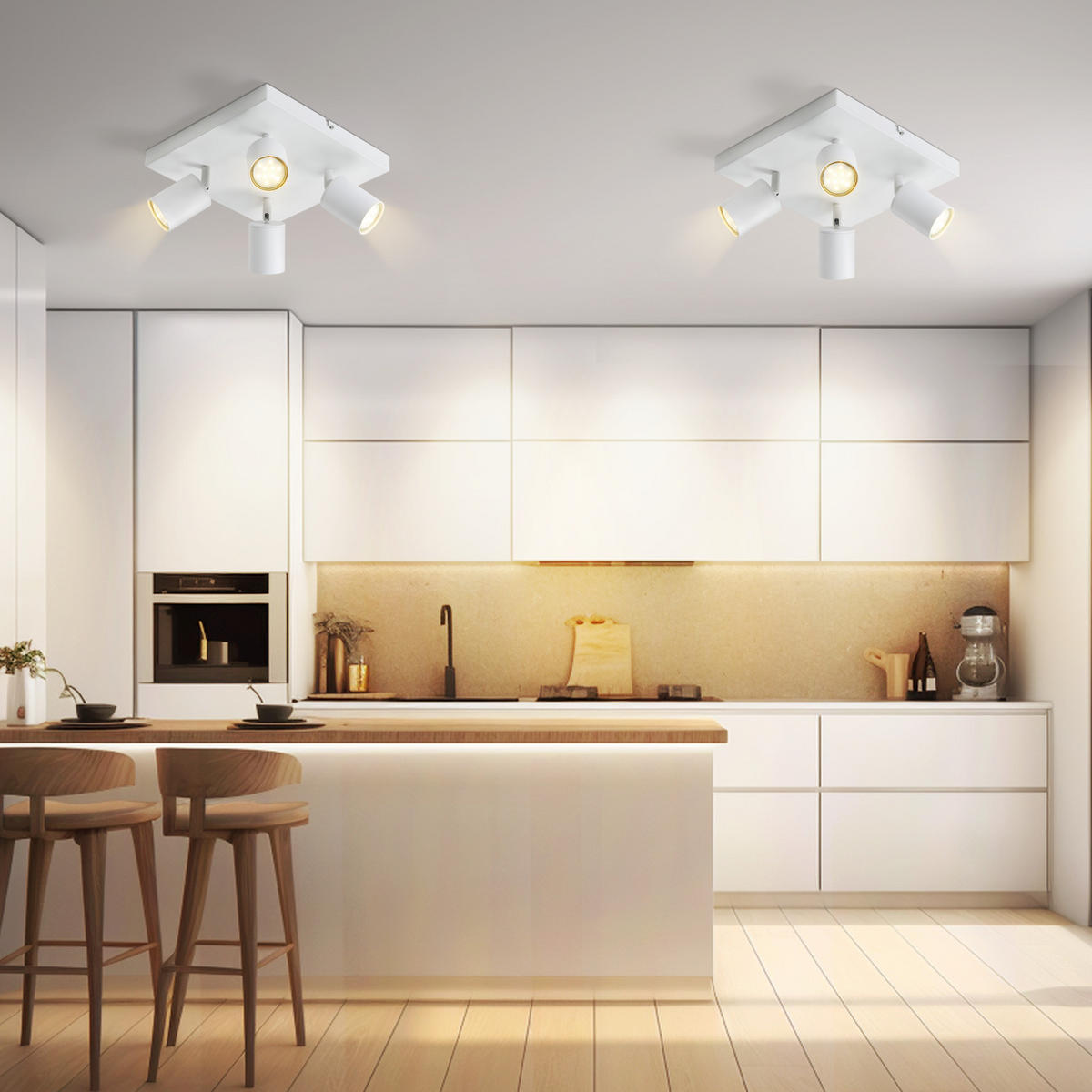 STRAHLER Baunach 4-flammig 25/25/14.4 cm - Weiß, Metall (25/25/14.4cm) - Nettlife