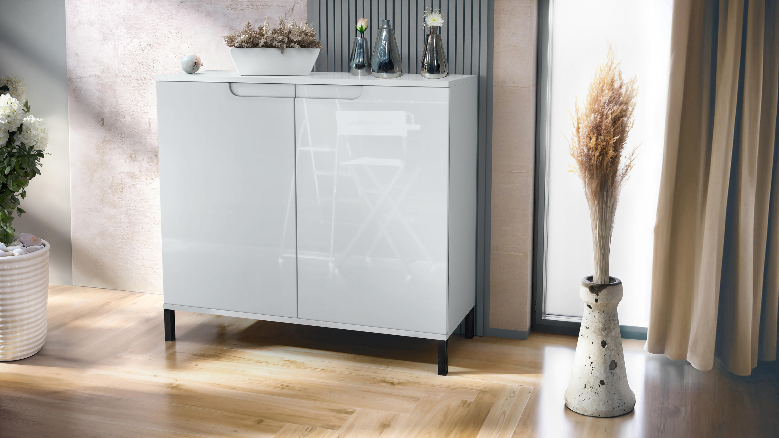 KOMMODE Sylt Weiß Hochglanz - Weiß Hochglanz, Holzwerkstoff (92.5/83.5/35cm) - Vladon