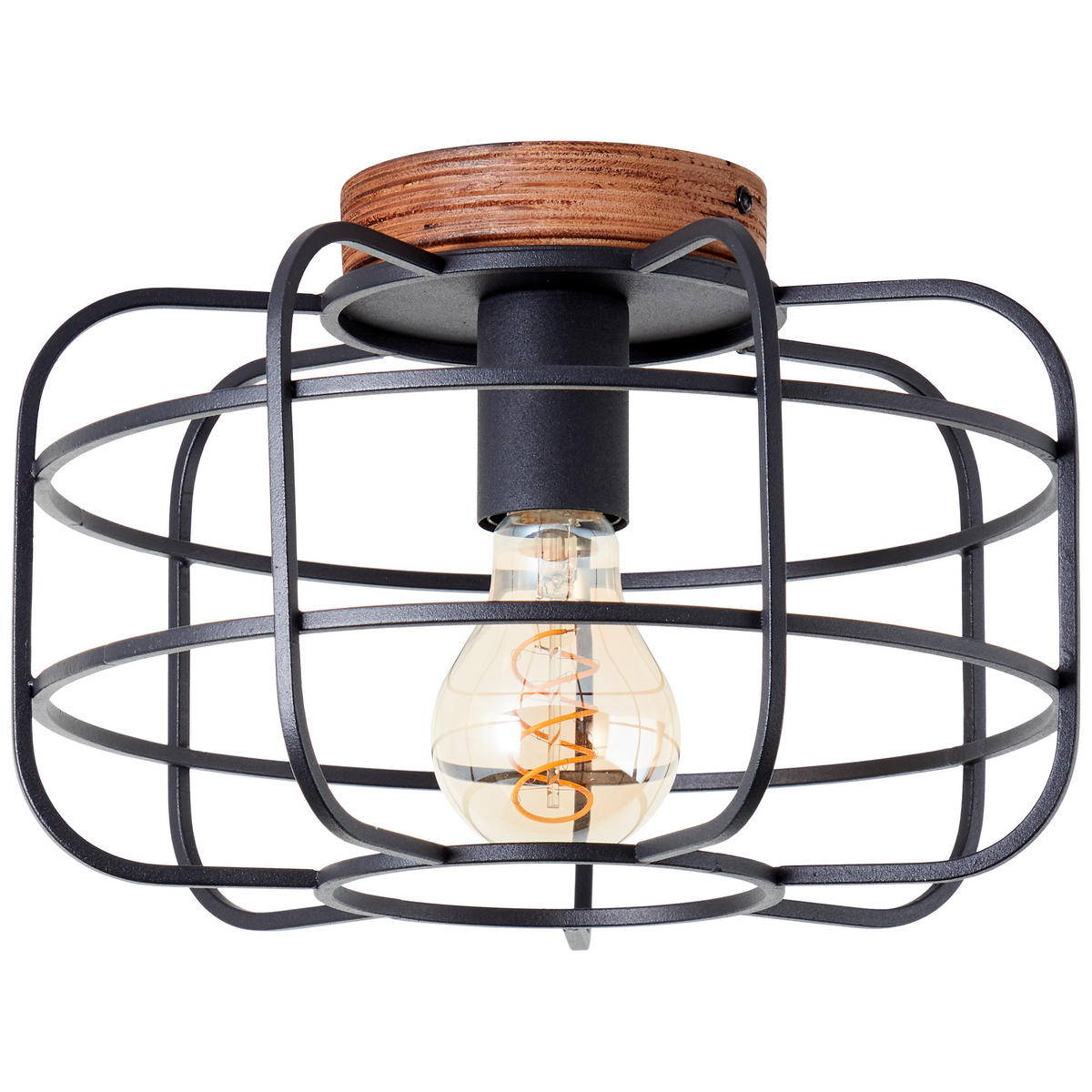 DECKENLEUCHTE Gwen 99706/66 - Schwarz, Holz (30/30/19.8cm) - Brilliant