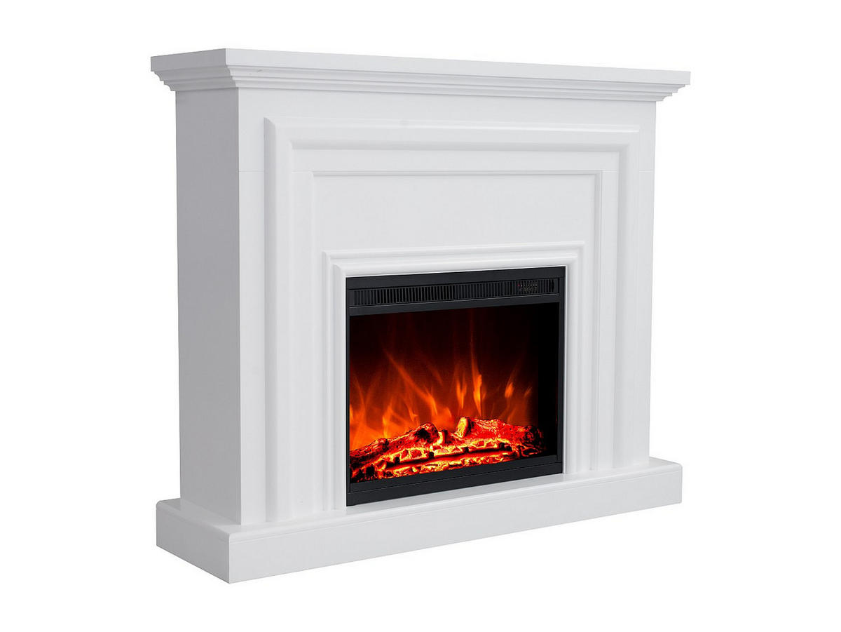 KAMIN - 120 x 33 - glas - weiß Otani - Weiß, Glas (120/101.5/33cm) - Vente-Unique