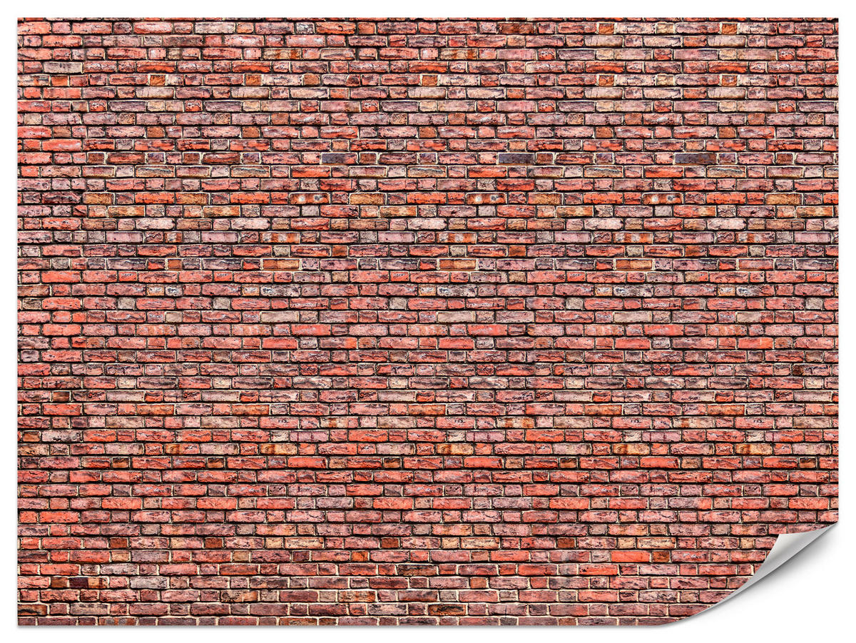 FOTOTAPETE für Wohnzimmer Alter Ziegelstein Roter Wand Rustikal 350x256 - Rot/Orange, Papier (350/256cm) - Muralo