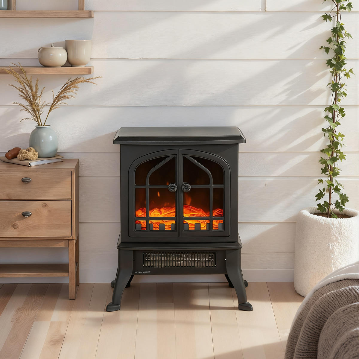 ELEKTROKAMIN DE-17060 3D-Flammeneffekt 900/1800 W Schwarz - Schwarz, Kunststoff (39/48/24cm) - ComfortXL